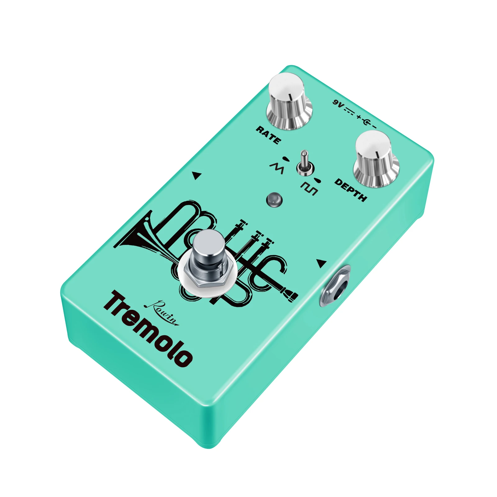Rowin Electric Guitar Bass Tremolo Pedal Psychedelic Deep Vibrato Modulated with Triangle Square Wave 2 Modes Switching