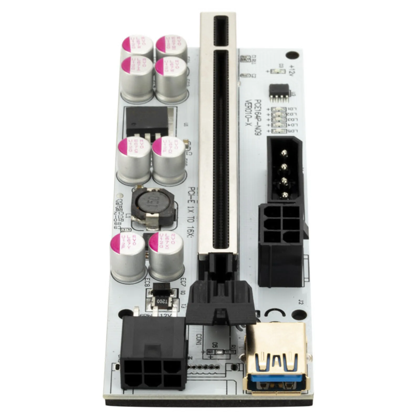 VER010-X Pcie Riser 010 Express X16 Cabo Riser, untuk kartu Video 6Pin daya 8 kapasitansi untuk penambang tambang