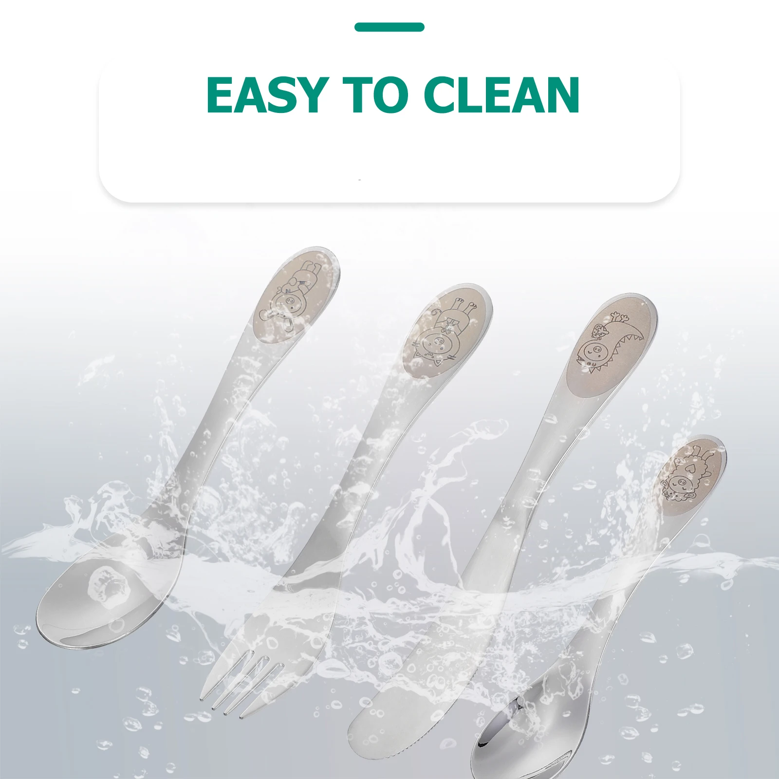 

1set Kids Cutlery Spoon Set Stainless Steel Child Fork Dessert Baby Feeding Tableware Safe Reliable UtensilsSpoonsDinner