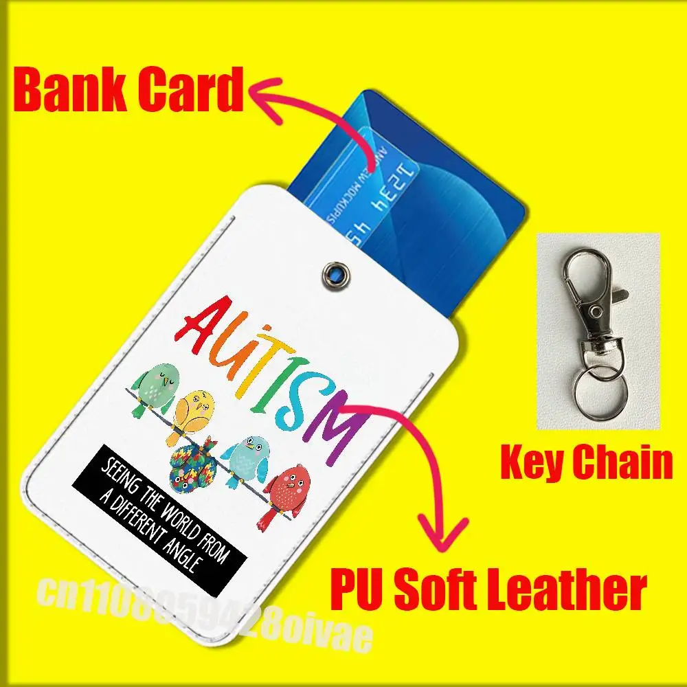 イエス自閉症サポートパズル ID クリップ用クレジット銀行アクセスウォーターカードホルダーカバー装飾バッグキーホルダー