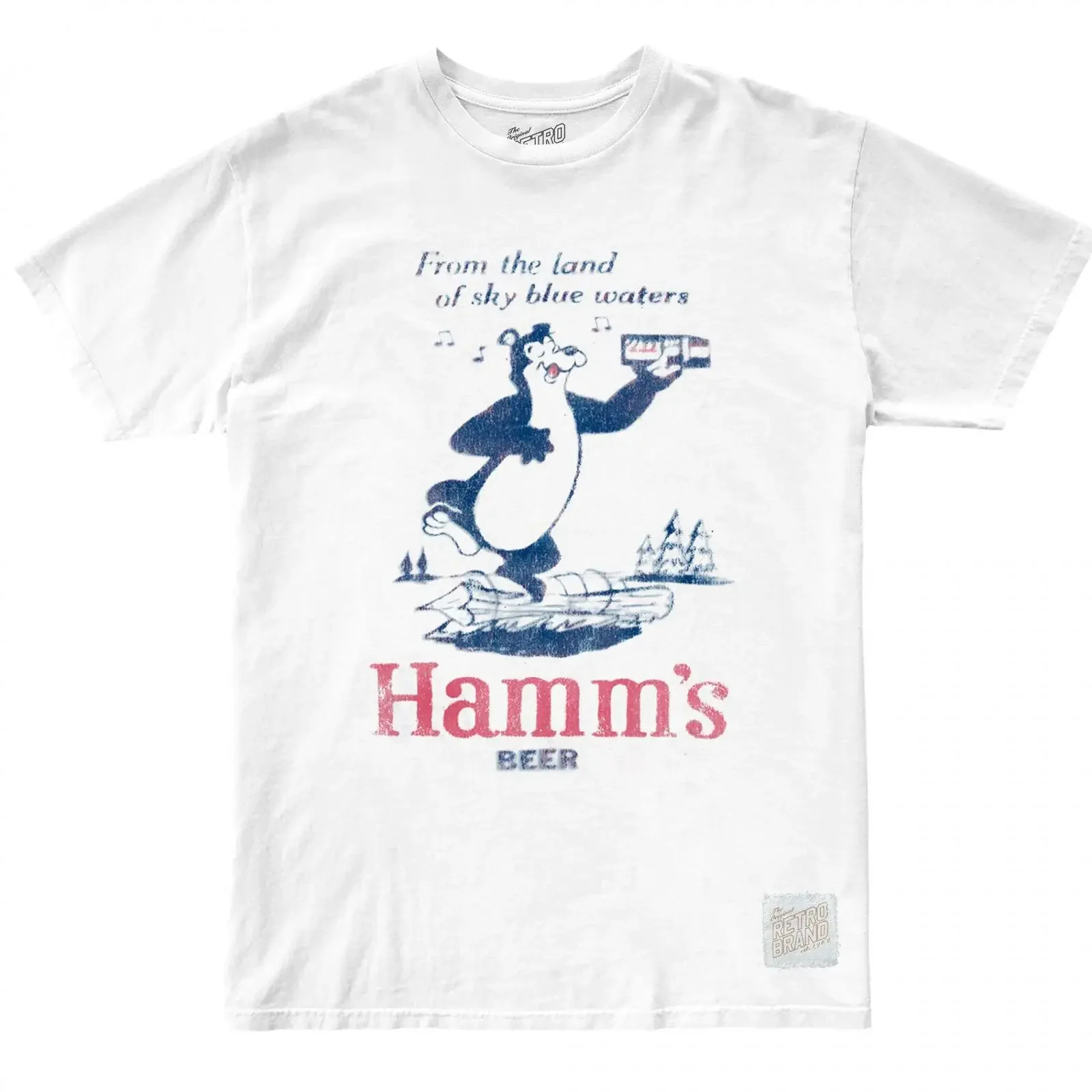 Hamm's Beer From The Land of Sky Blue Waters Bear T Shirt White vintage Washed Comfortable streetwear homme Stylish