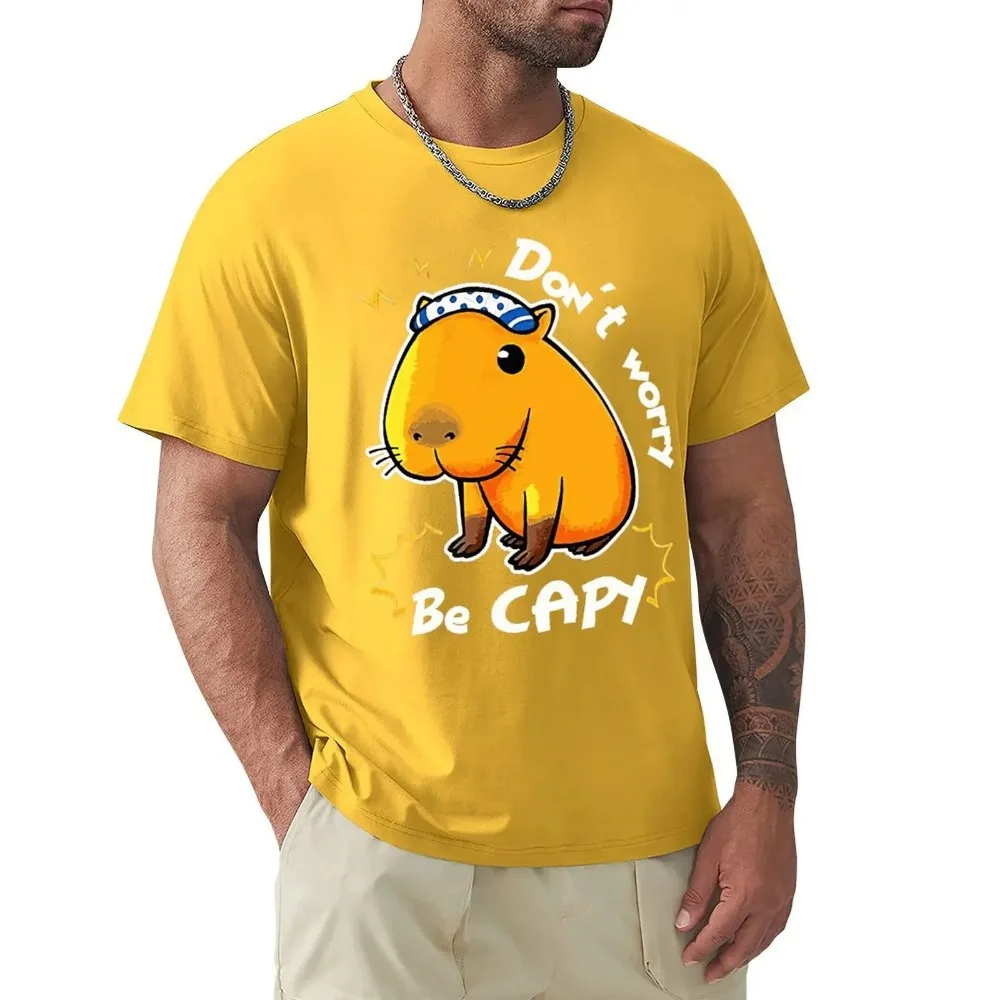 Capybara Capybara Love Dont Worry Be Capy T Shirts Cartoon Graphic TShirts Cool Short Sleeve Clothing Streetwear T-Shirts Tops