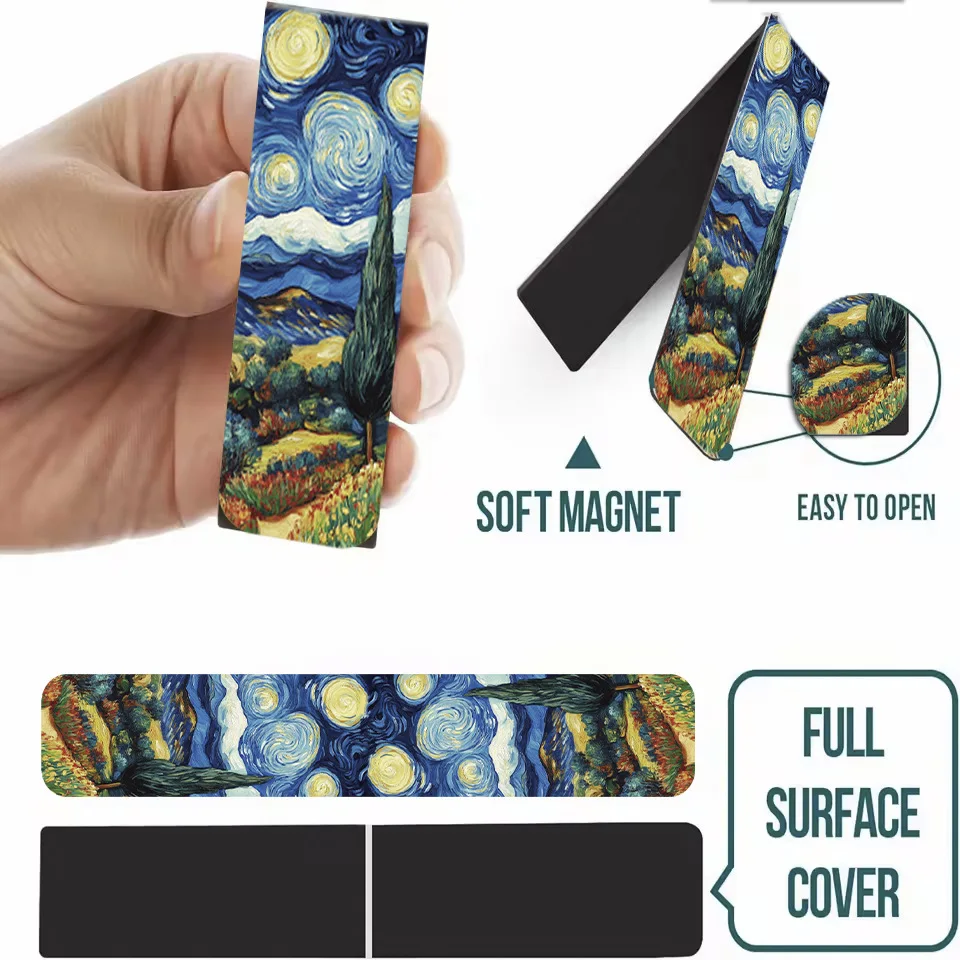 Van Gogh Bookmark Gift Set - 5 Magnetic Page Markers with Landscape Art Design for Books, Notes, Reading Enthusiasts