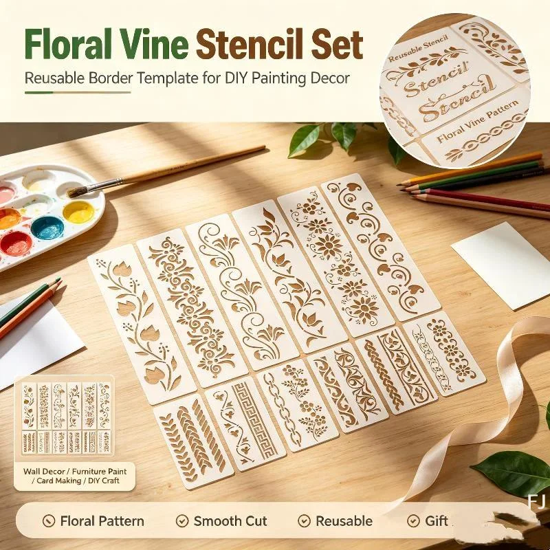 [YU]12pcs/set Flowers, Grass, Trees, And Plants Suitable For DIY Crafts, Wood, Walls, Canvas, Paper, Stencil Painting