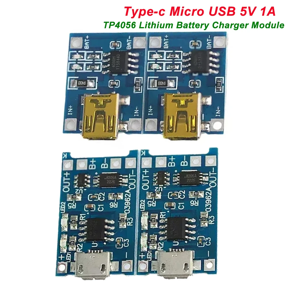 5/10PCS 5V 1A TP4056 Lithium-Batterie Ladegerät Modul Lade Board Typ-c/Micro USB mit Schutz Dual Funktionen 1A Li-Ion
