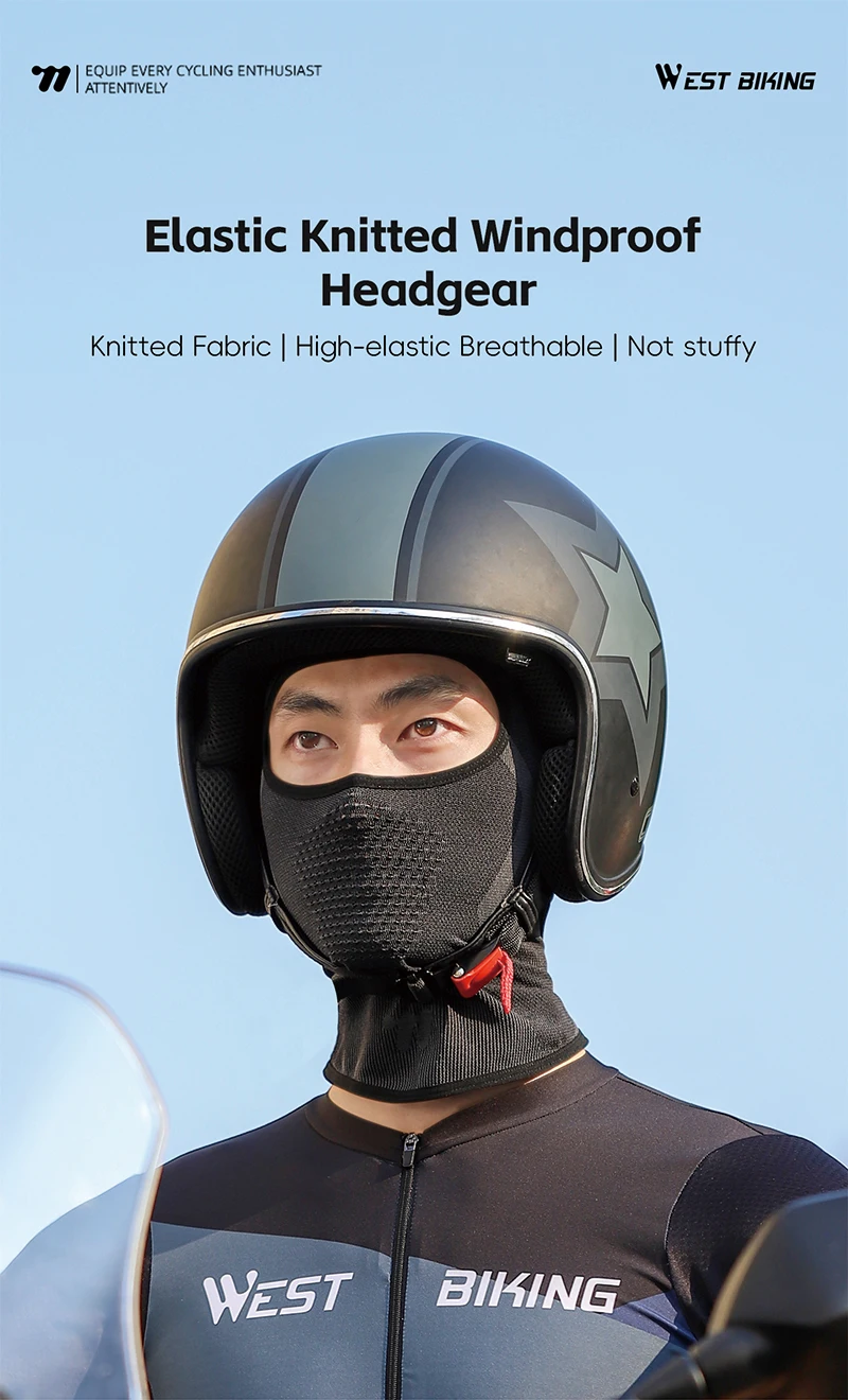 WEST BIKING Nahtlose Strick-Sturmhaube für Frühling und Herbst, atmungsaktive, winddichte Gesichtsmaske, UV-Schutz, Nackenwärmer für Radfahren und Motorradfahren – Detail 1