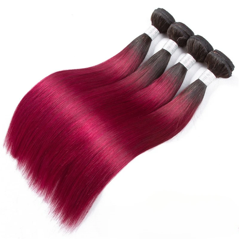 Bestseller T1b99J Ombre Glattes Echthaar-Bündel/1 Stück Brasilianisches Jungfrauenhaar Remy für Einnäherweiterungen und Perückenherstellung – Detail 3