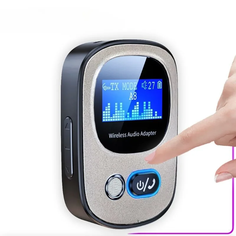 T68 New 5.3 Bluetooth Adapter, Receiver Bluetooth Transmitter LCD Liquid Crystal Display TF Playback MP3