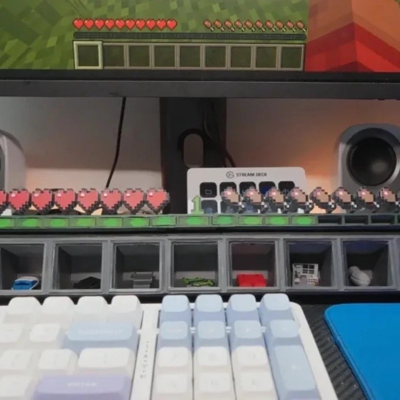 Pixel Style Game-Themed Storage Box with Hearts and Icons Design, 30cm Creative Desktop Organizer for Gamers and Kids Gift