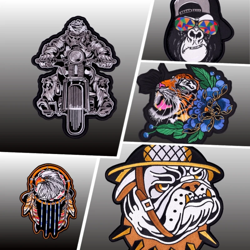 Embroidery patches for motorcycle punk style clothing, large Pacth jacket, denim stickers, large Pacth rock DIY badge