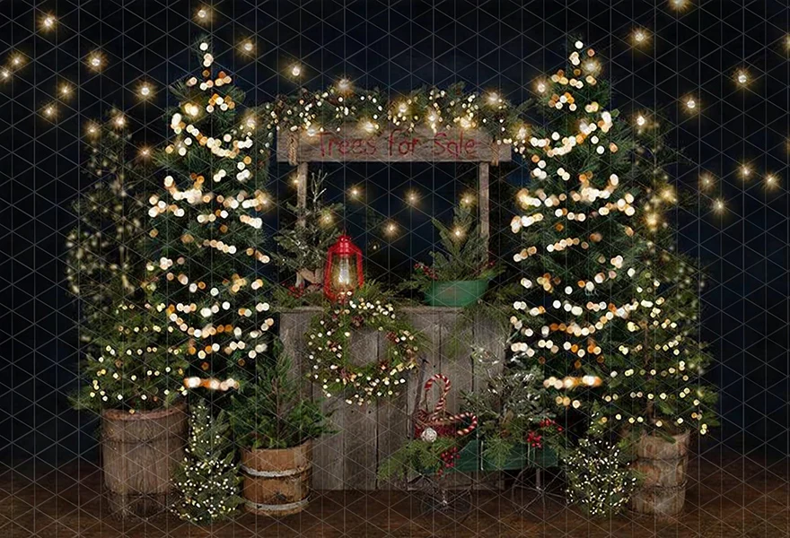 Christmas Farm Fresh Trees Backdrop Kids Baby Cake Smash Photocall Decor Child Adult Birthday Studio Backgrounds