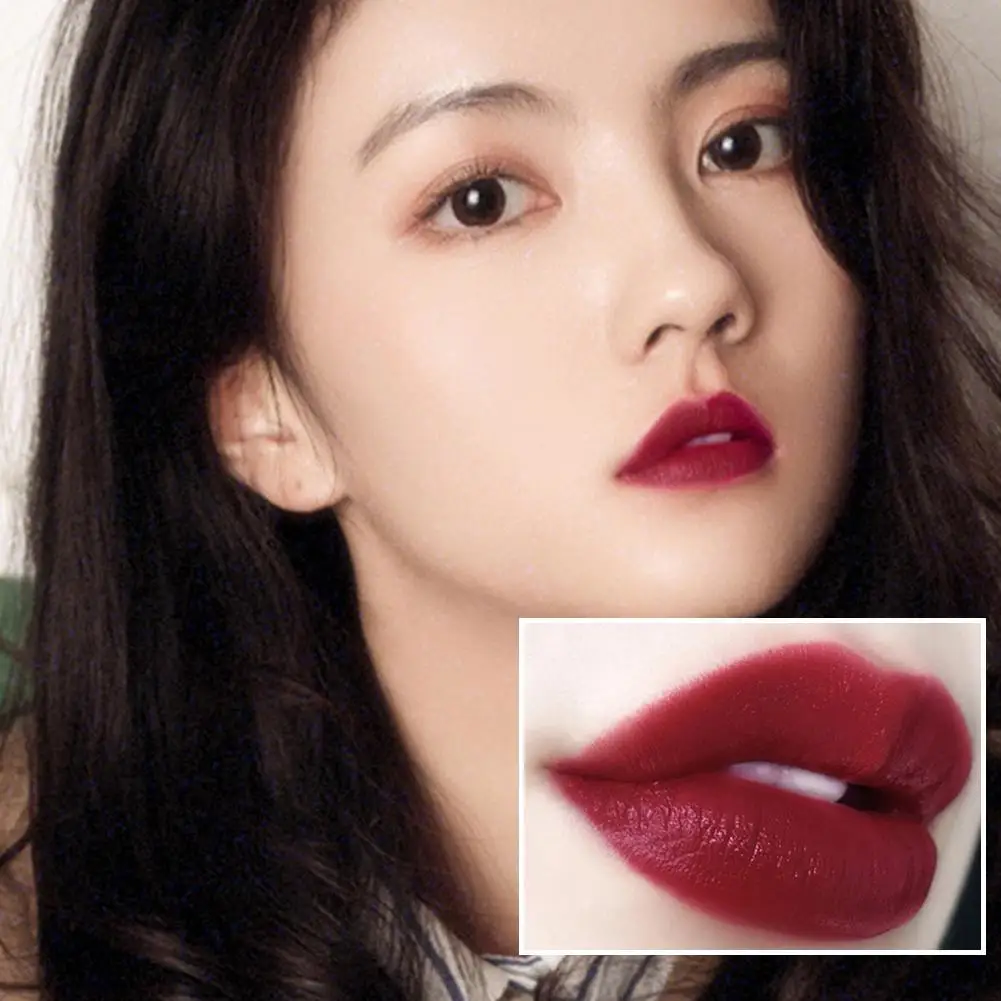 マット口紅セット 3 色 シルバーチェーンバッグ付き 防水 ノンスティック 長持ち メイクアップ レッド 3.5gx3 個 女性と女の子用