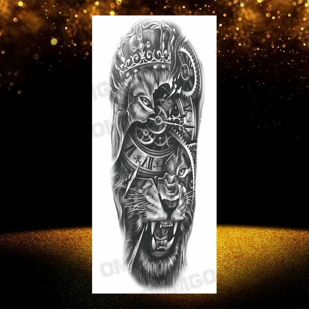 Único deus barco tatuagens temporárias para mulheres homens realista leão tigre lobo falso tatuagem adesivos sexy perna lavável tatoos grande