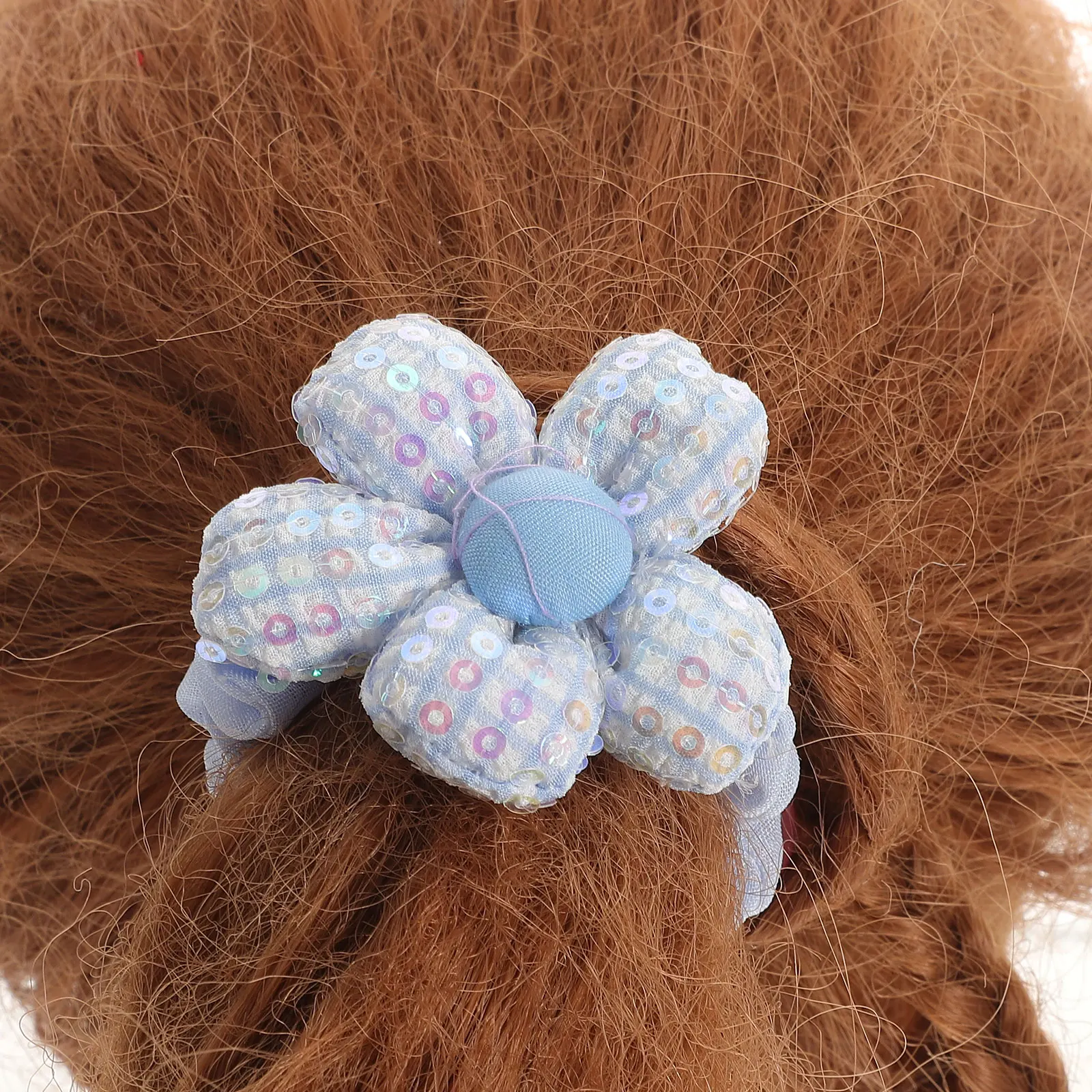 

5 Pcs Girls Hair Accessories Sequin Flowers Circle Elastics Bands for Kids Headband Ties Ropes Boho Style Little Scrunchies