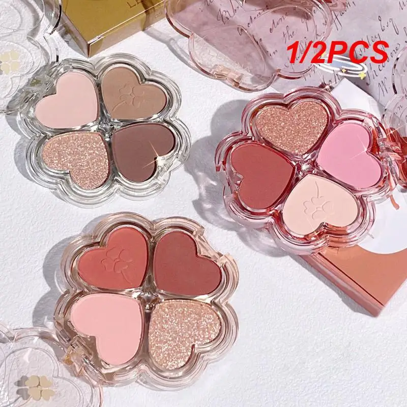 1/2 Stuks Make-Up Palet Blush Dromerige Oogmake-Up Klaver Oogschaduw Palet Oogschaduw Palet Trimmen Fijne Parelmoer