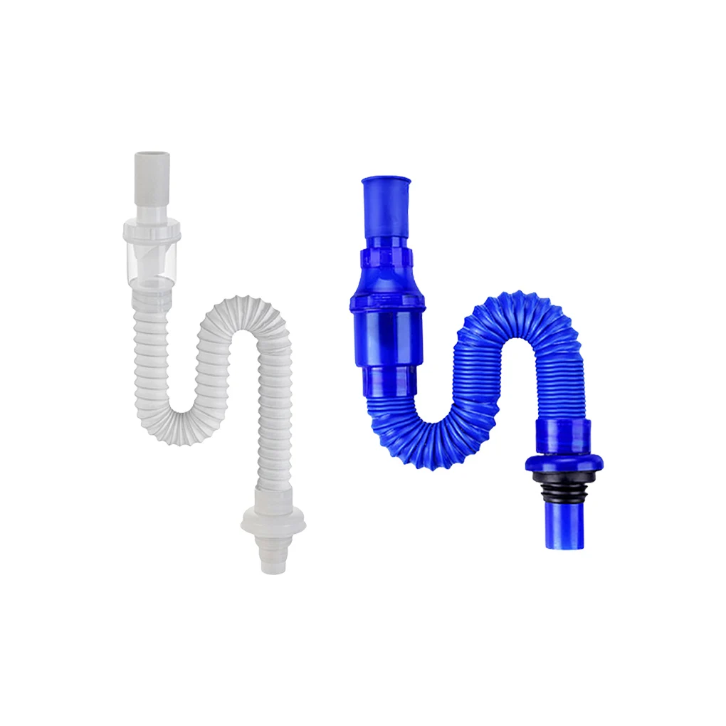Tubo de lavabo debajo del fregadero, desodorización, tubo de drenaje Flexible retráctil, manguera de bañera de repuesto desmontable corrugada, color blanco
