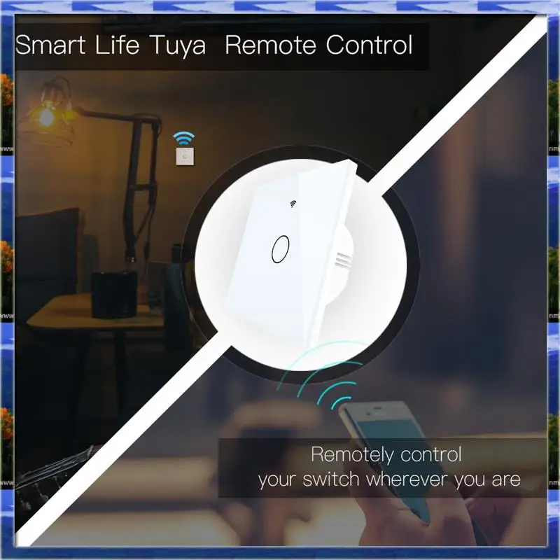 Wifi Smart Interruttore Della Luce RF433 Nessun Cavo Neutro Singolo Fuoco Vita Intelligente Tuya App di Controllo Per Alexa Google Casa 220V EUAS59-