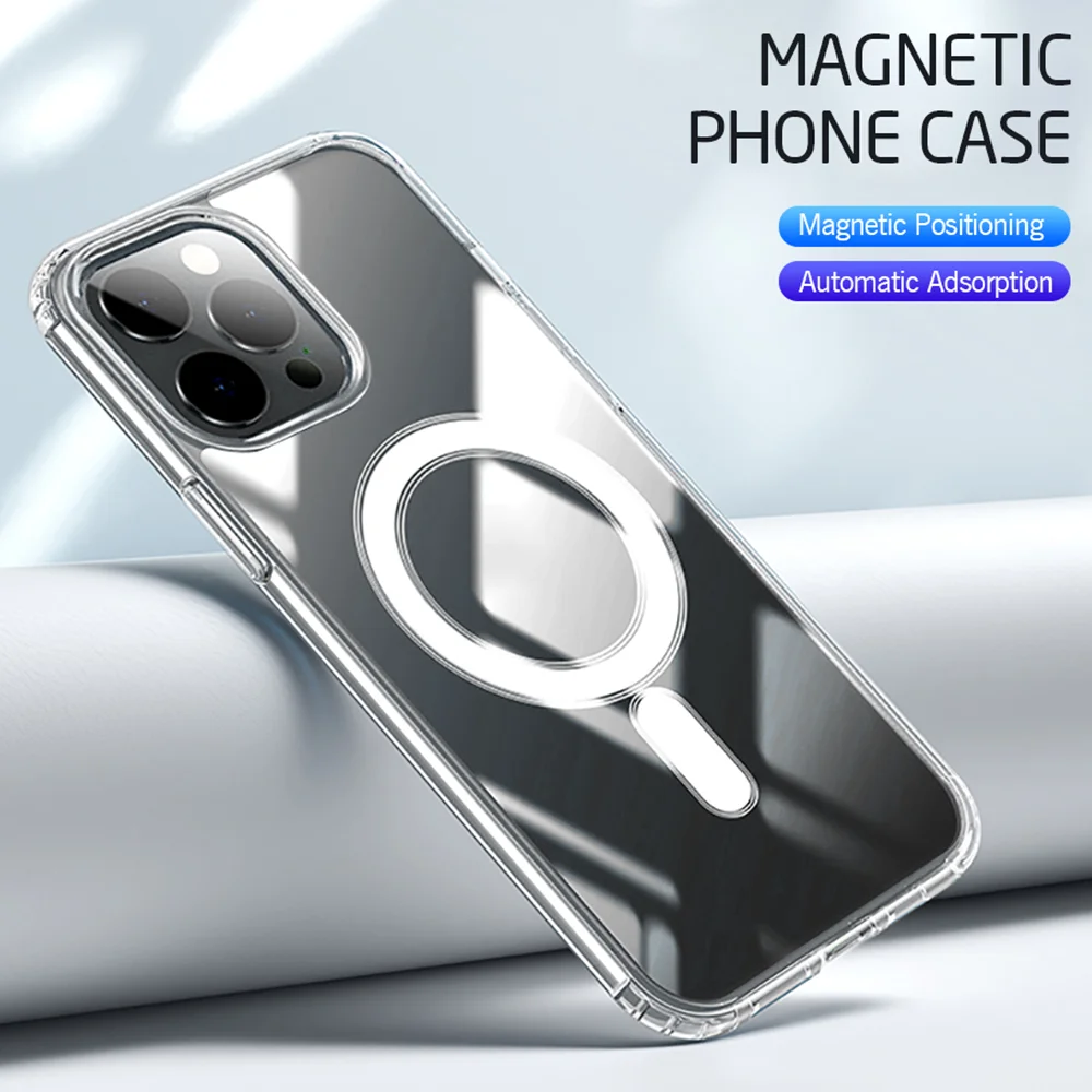 Clear Magsafe for iPhone 15 14 Plus Pro Max 13 12 Mini 11 Pro Max XS X XR 8 7 Plus SE2 Case Magnetic Charging Soft Phone Cover