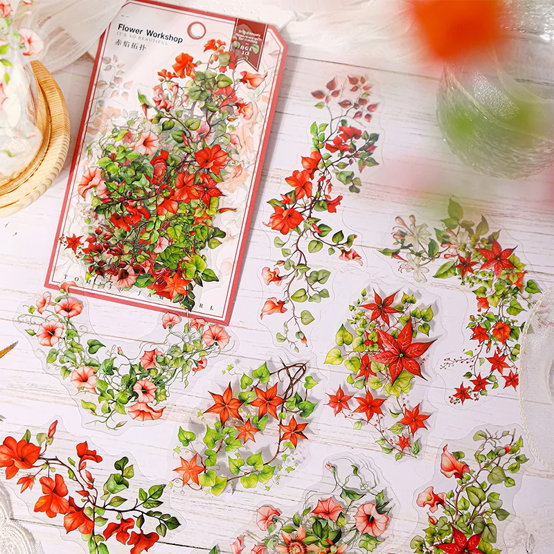 1Pack/3pack Stickers Per Pack Flower Vine Workshop Stationery Flower Theme Large Size Handbook Material Daily 165*95mm
