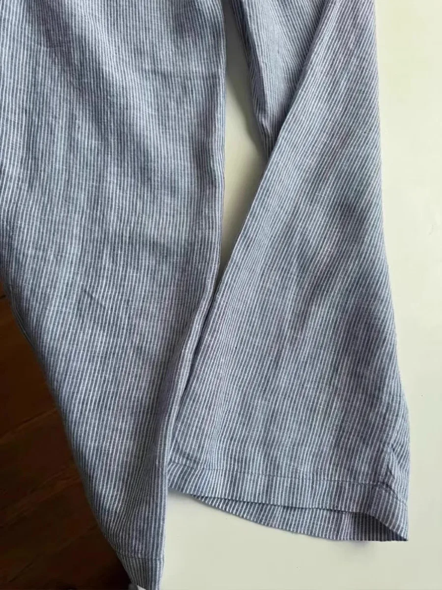 Spodnie w paski z wysokim stanem, luźny krój, casualowe, męskie i damskie, jesień-zima 2024, wygodne, miękkie, luźne, długie spodnie ze sznurkiem, elastyczne...