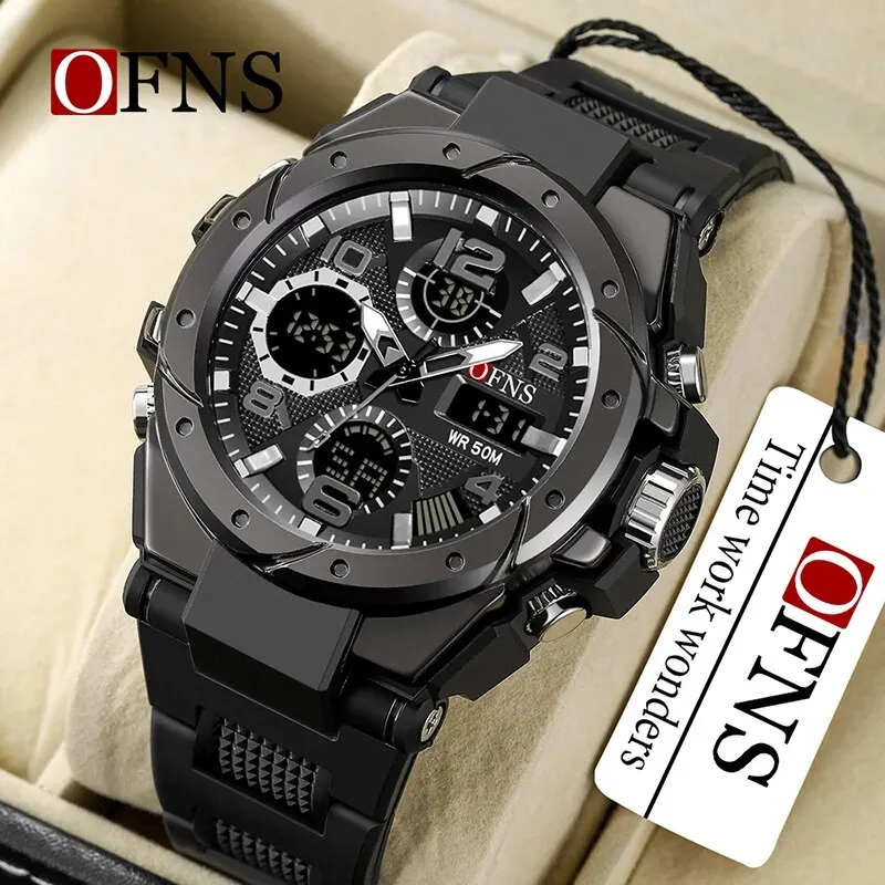 OFNS Top Brand G Style Men's Watches 5ATM Waterproof Sport Military LED Digital Wristwatch Quartz Watch for Men Clock Relogio