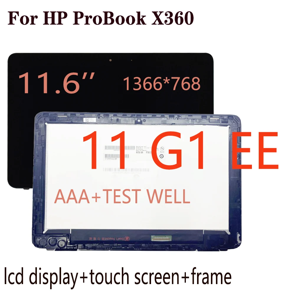 

AAA+ 11.6 inch For HP ProBook X360 11 G1 EE LCD LED Display +Touch Screen Digitizer Assembly Panel Frame Replacement 1366X768