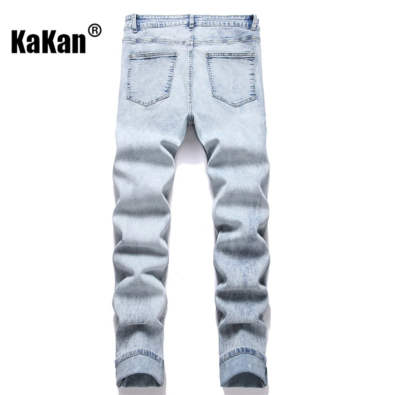 Kakan - New Men's Y2K Stir Fried Snowflake Jeans, Cloth Bag Elastic Small Leg Jeans Jeans, Jeans Man Brand