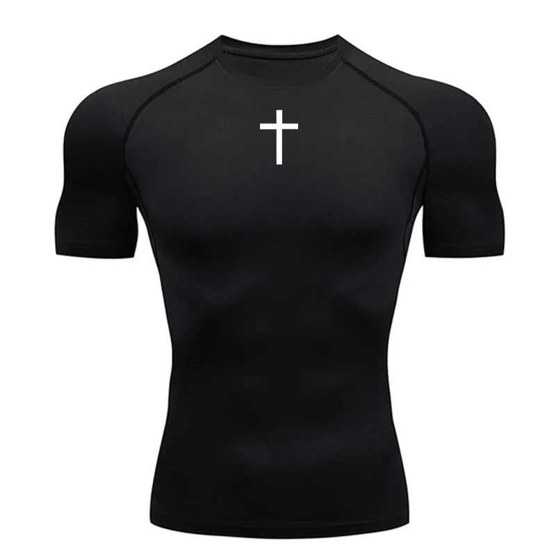 

Cross Compression Shirt Men's Running T-Shirt Sports Top Gym Workout Sweat Quick Dry Short Sleeve Muscle Shirt Rashgarda MMA