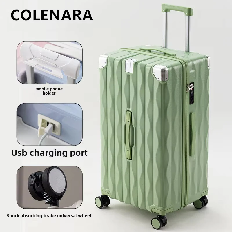 

COLENARA New Suitcase Large Capacity Trolley Case 26 Inches Multi-function Password Box 24"28" Wheeled Travel Bag PC Luggage