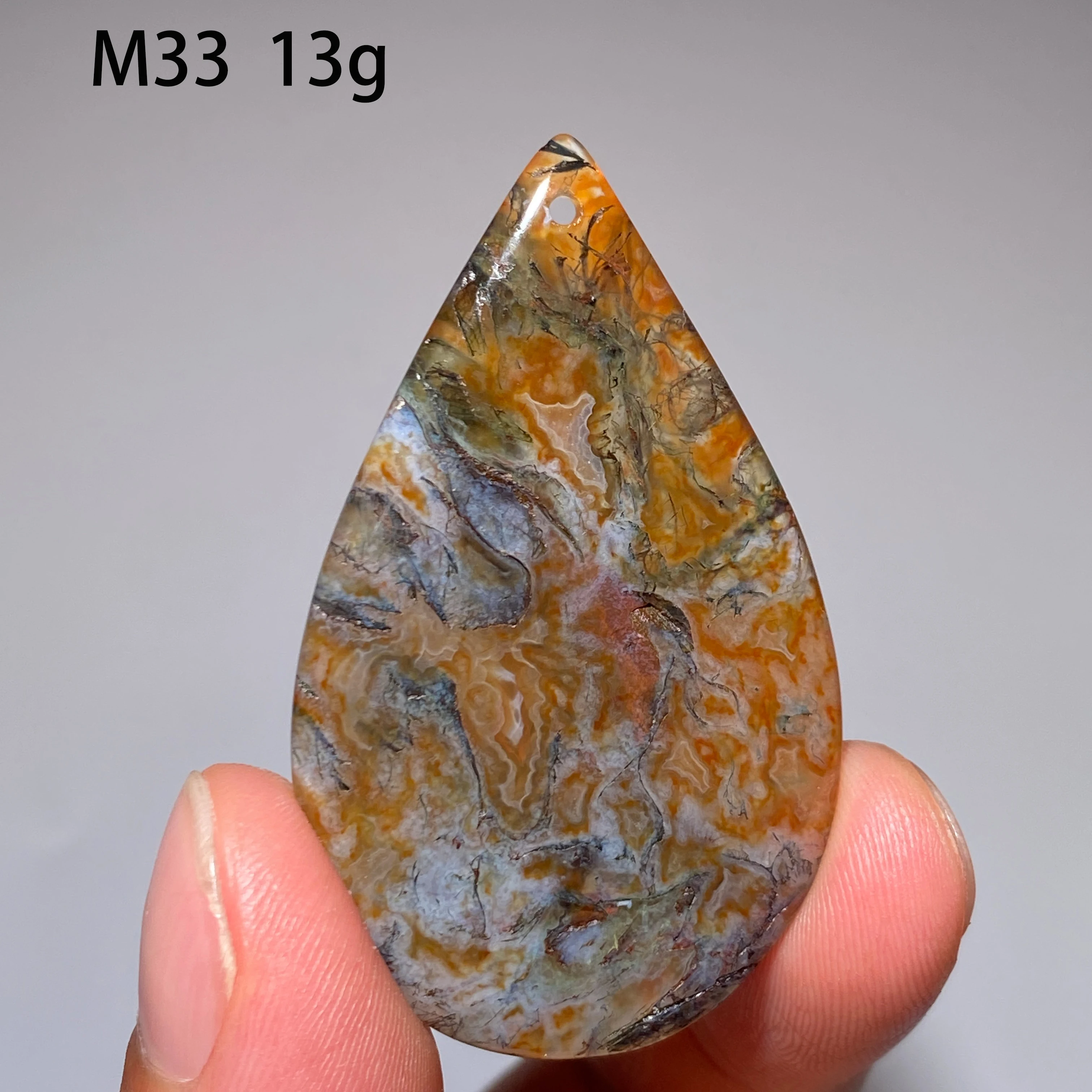 Natural Crystal Red Moss Agate, Water Drop Shape, Healing Gemstone, Reiki Energy Accessory, Polished Home Decorations, Gift，Diy - view 2