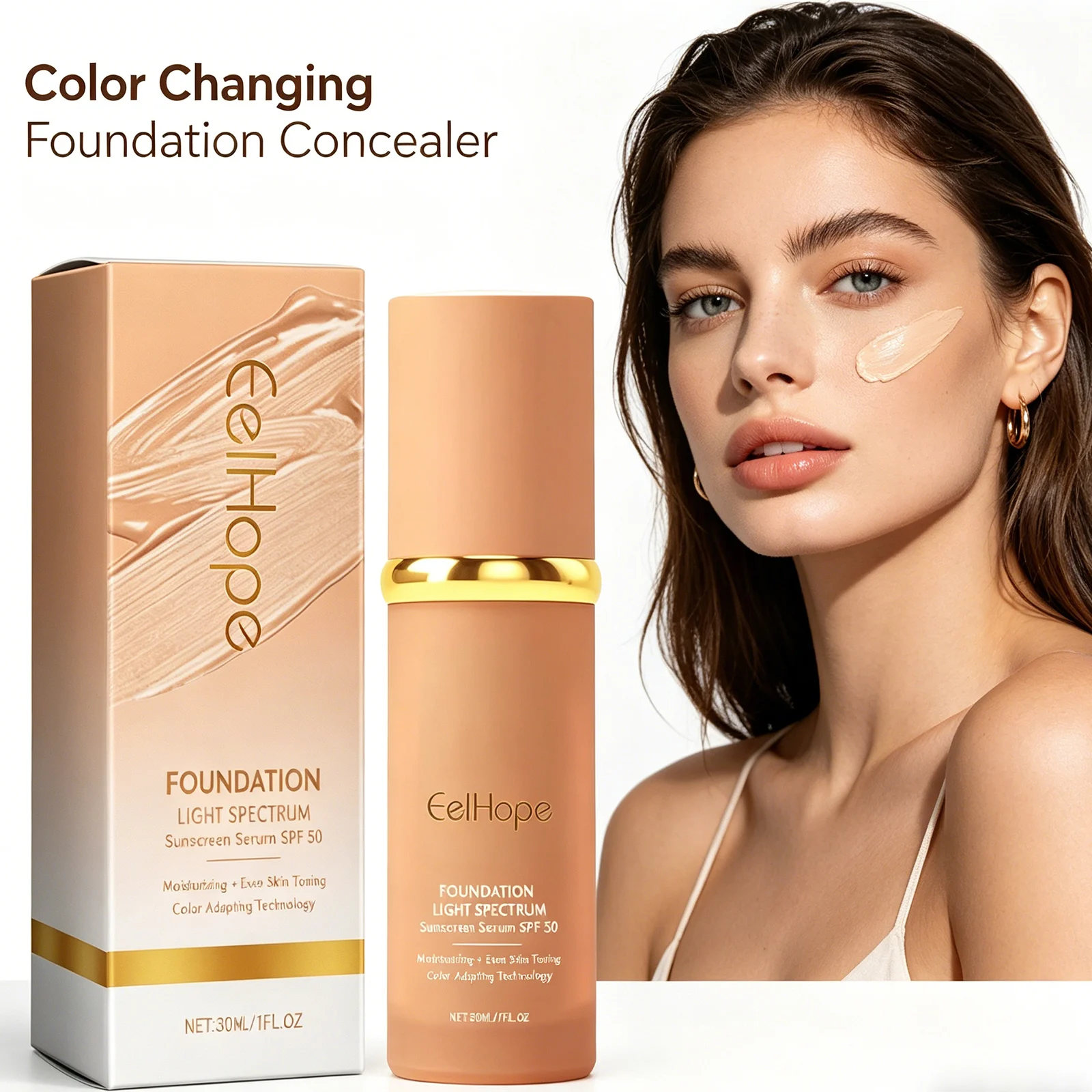 Color Changing Foundation Natural Lightweight Concealer Hydrating Brightening Long Lasting Moisturizing Full Coverage Even Skin