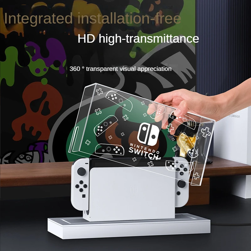 Mooroer Penutup Tahan Debu Transparan untuk Kotak Lengan Dasar Bercahaya Sakelar untuk Sampul Pelindung Casing Host Akrilik Nintendo Oled