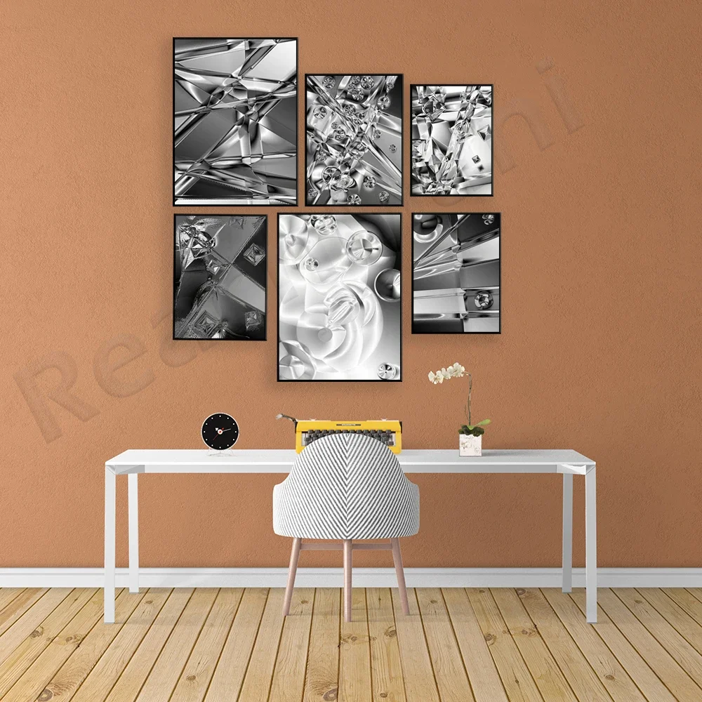 Diamond Shimmer Abstract Artwork Canvas Poster and Print Wall Art Picture for Living Room Cuadros Home Office Decor