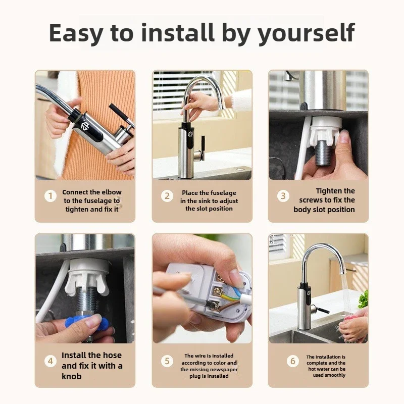 

Отличный электрический кухонный смеситель для дома, смеситель с большим цифровым дисплеем и быстрым нагревом, мгновенный кухонный смеситель из нержавеющей стали