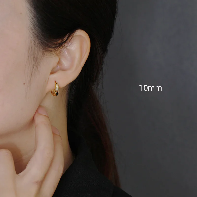 ANDYWEN 925 Sterling Silver Gold Clear 6mm to 10mm Big Huggies Circle Square Piercing Hoops Earring Women Luxury Jewelry Gift