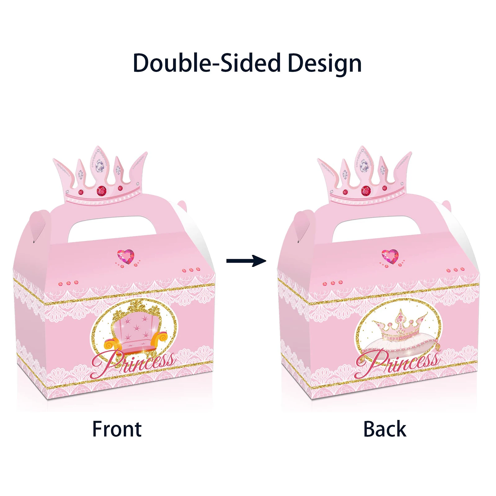 12pcs Little Princess Crown Gift Box Princess Theme Party Candy Snacks Candy Box Birthday Party Gift, Holiday Gift