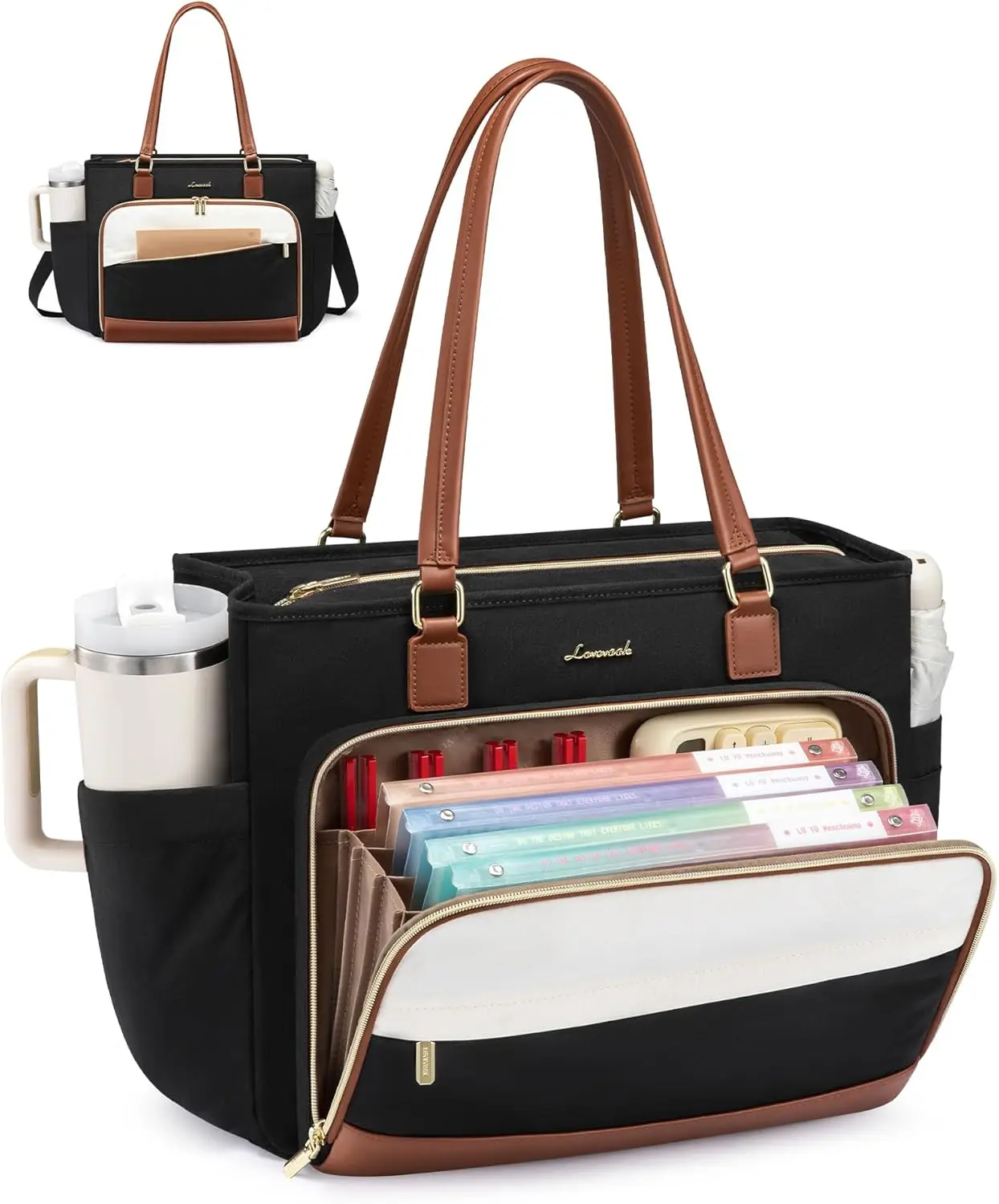 

Сумка-тоут для учителя, женская сумка для ноутбука с большим отделением для стакана и секцией для документов, деловая сумка-тоут для работы