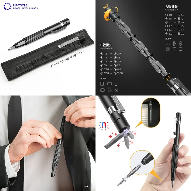 Portable belt Magnetic cross one-word 13-in-1 pen disassembly, glasses repair gifts, precision screwdriver tools