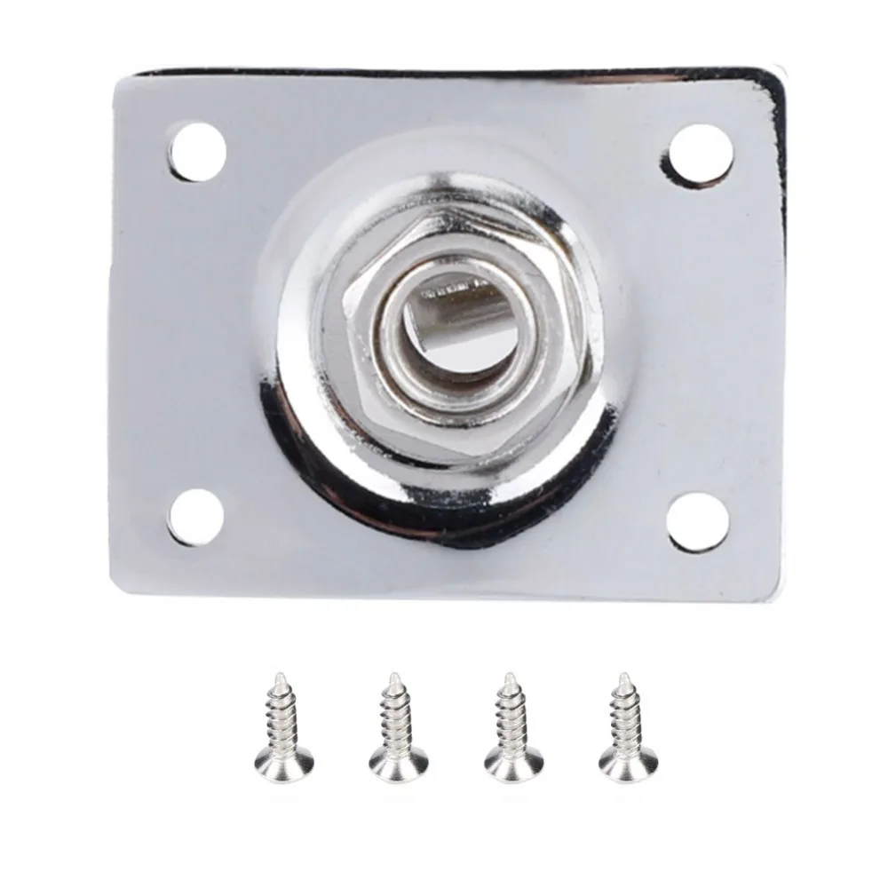 2pcs Durable Metal Output Jack Plate 1/4 Inch Silver, Black Input Jack Rectangle Guitar Parts Replacement Electric Guitar