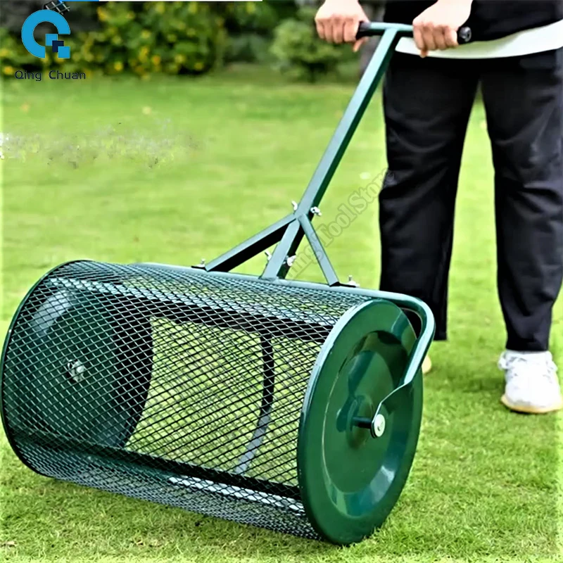 Wałek z siatki do rozprowadzania trawników ogrodowy żelazny kosz opatrunek kompostowy Push Pull aplikator nawozów
