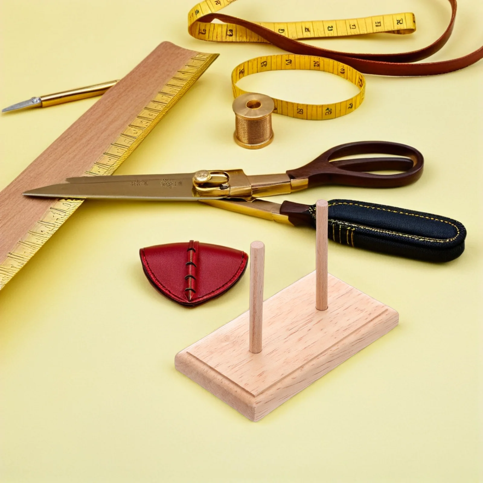 

Natural Wood Embroidery Thread Rack Organizer for Sewing Craft Projects Mini Spool Storage Stand Desktop Friendly