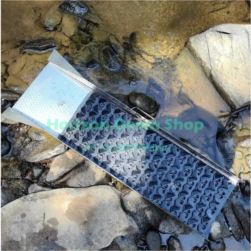 Outdoor Portable Gold Sluice Box - Unpowered Gold Washing Chute with Rubber Mats | Manual Placer Gold Panning Tool