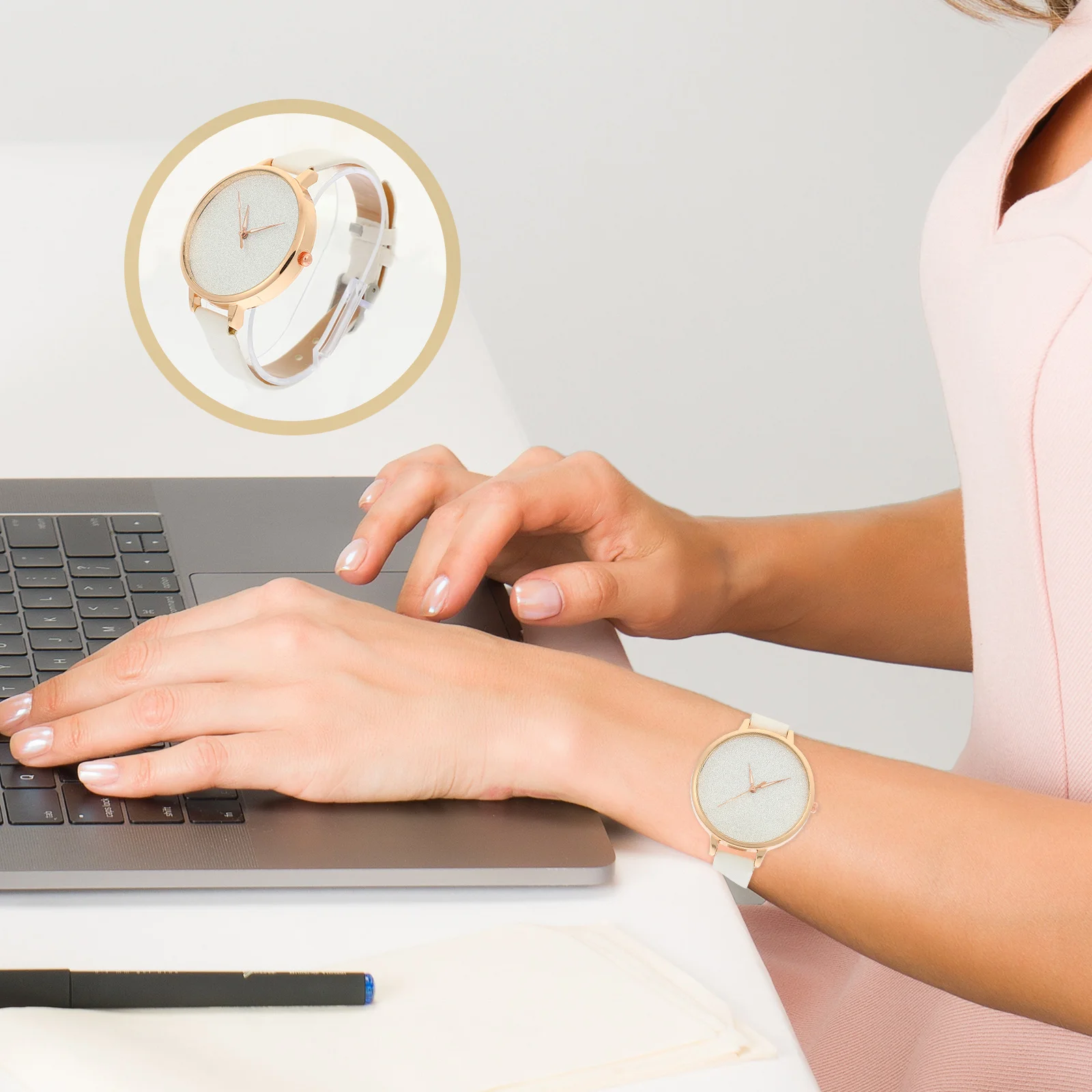 ساعة يد نسائية بمينا لامع وحزام قابل للتعديل، ساعة يد أنيقة للسيدات، ساعة كوارتز مزخرفة، هدية عيد ميلاد للحفلات #6