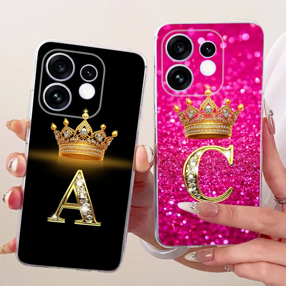 For OPPO Reno 16 2026 Case Reno16 Pro Cover Cute Initial Letters Soft Slim Silicone Protective Cases For OPPO Reno 16F 16FS Capa