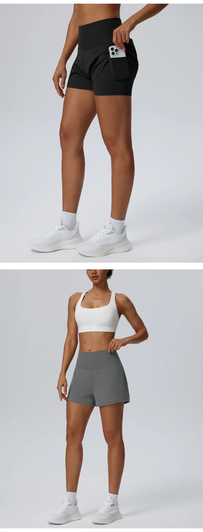 Women's Summer Loose Running Shorts 2-in-1Quick Dry Athletic Yoga Gym Shorts with Pockets Yoga Fitness Sports Shorts