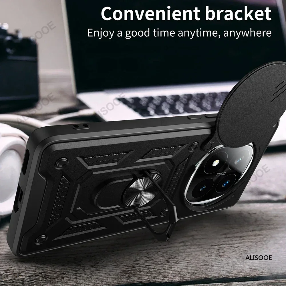 Funda for Redmi Note 14 Pro / 14 Pro Plus 5G Case Armor Slide Camera Ring Stand Protect Cover for Xiaomi Redmi Note 14 5G Capa image 5