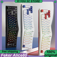 Feker Alice80 Esports Mechanical Keyboard Wireless Tri-mode Ergonomic Hot Swap PBT RGB 8000mAh 68Keys Custom PC Gaming Keyboards