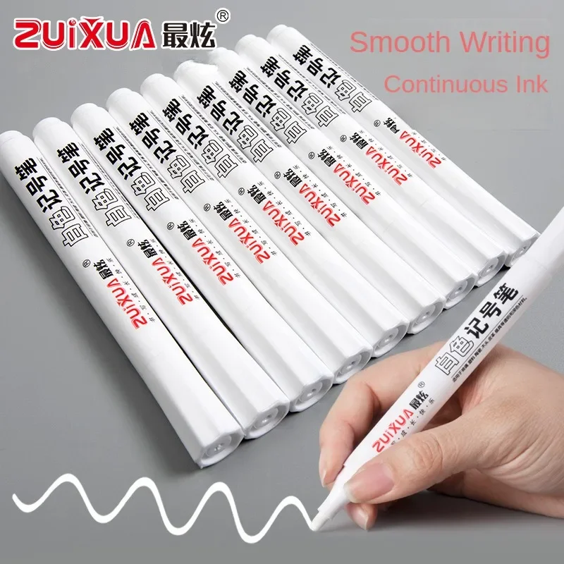 1/3/5 Pcs For Metal White Marker Pen Oily Waterproof Plastic Gel Pen Writing Drawing Graffiti Pen Stationery School Supplies