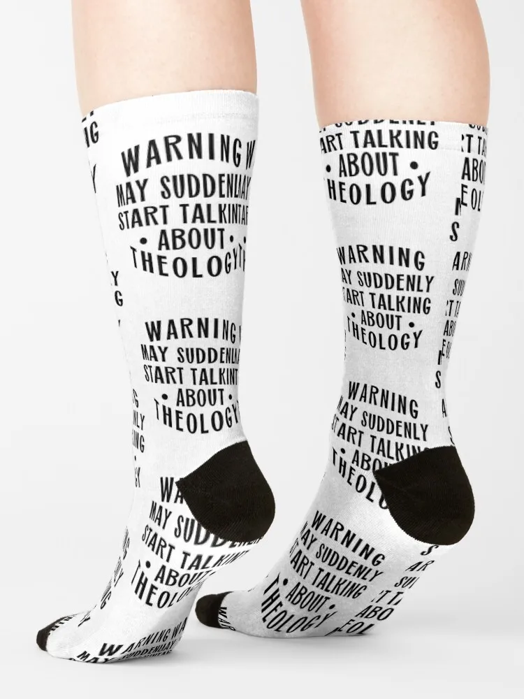 Warning May Suddenly Start Talking About Theology Socks tennis soccer anti-slip warm winter Socks Men\'s Women\'s