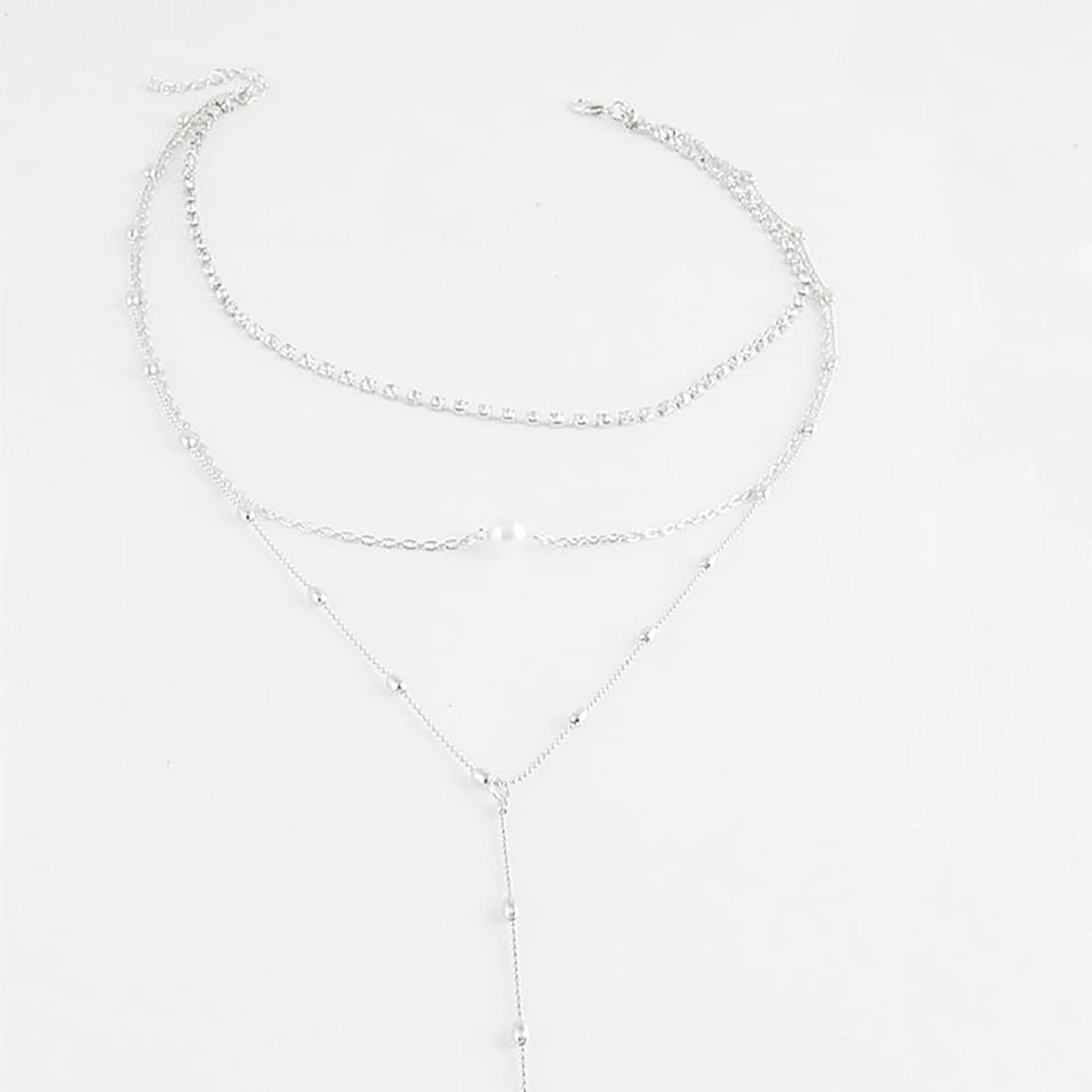 Minimalist Multilayer Long Tassel Pearls Pendant Necklace for Women Girls Party Gold/Silver Plated Chain Neck Jewelry Gifts